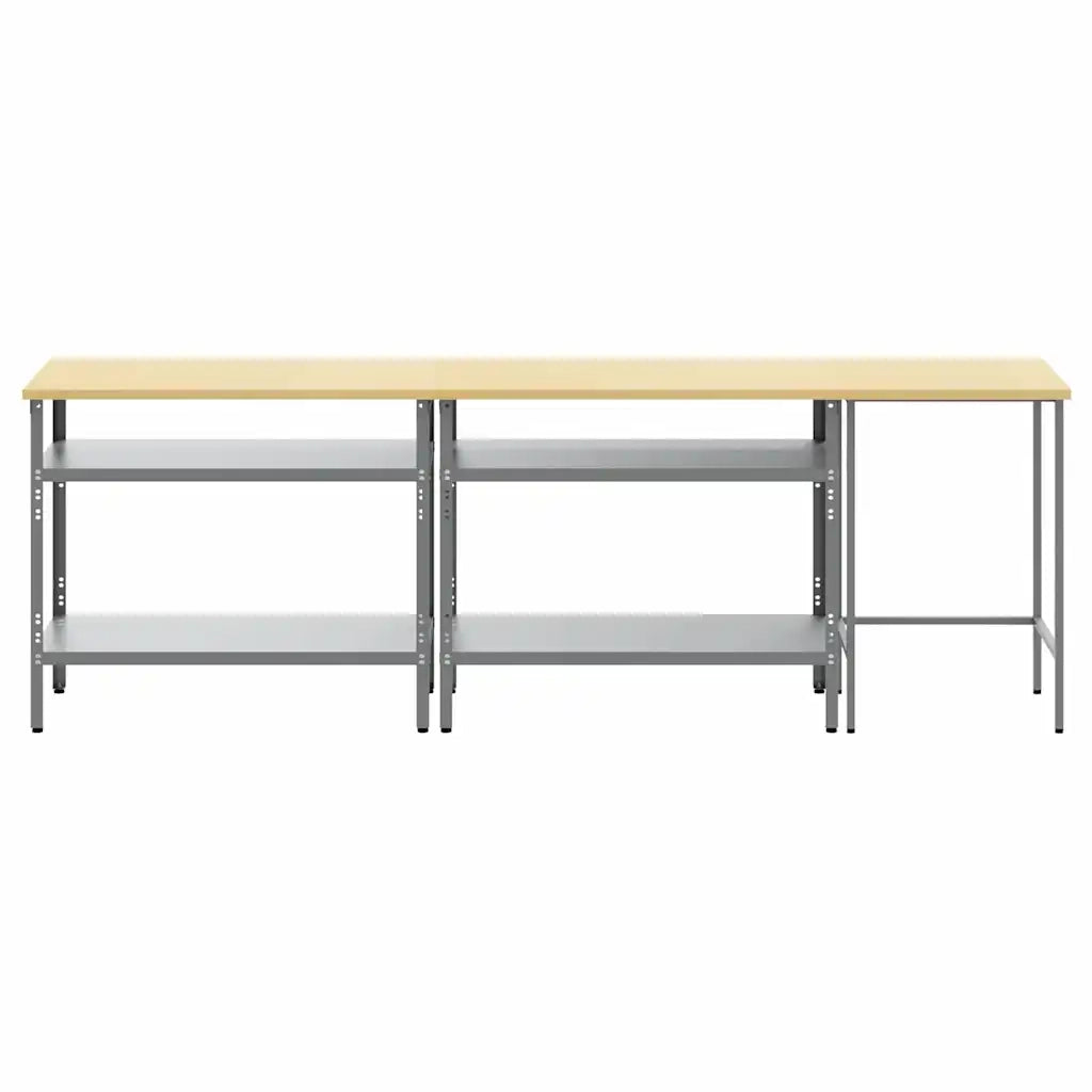 Set banco da lavoro con lo scaffale 3 pcs Beige e grigio 3321391