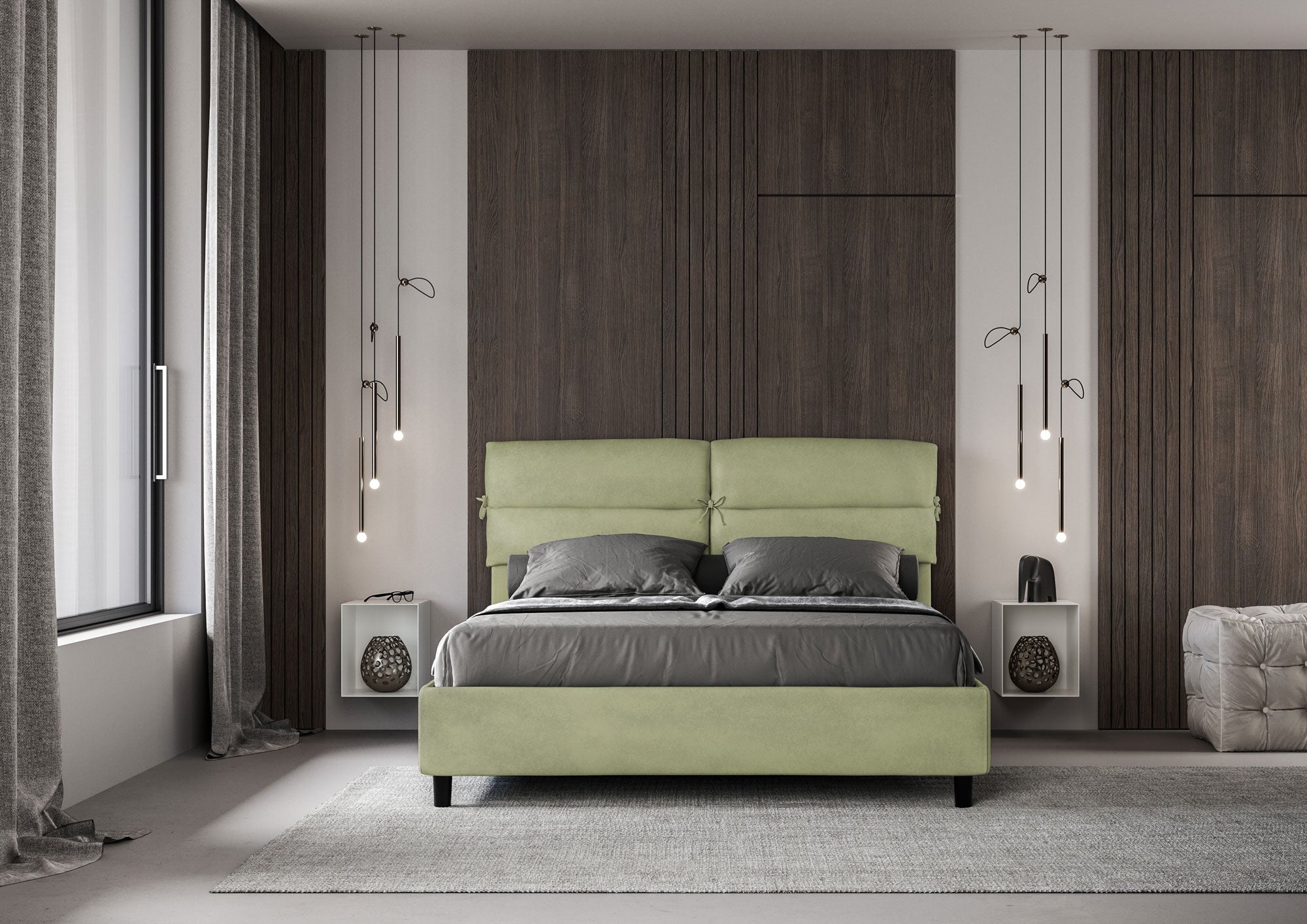 Letto Matrimoniale 160x190 cm Senza Rete Nandy Tè verde