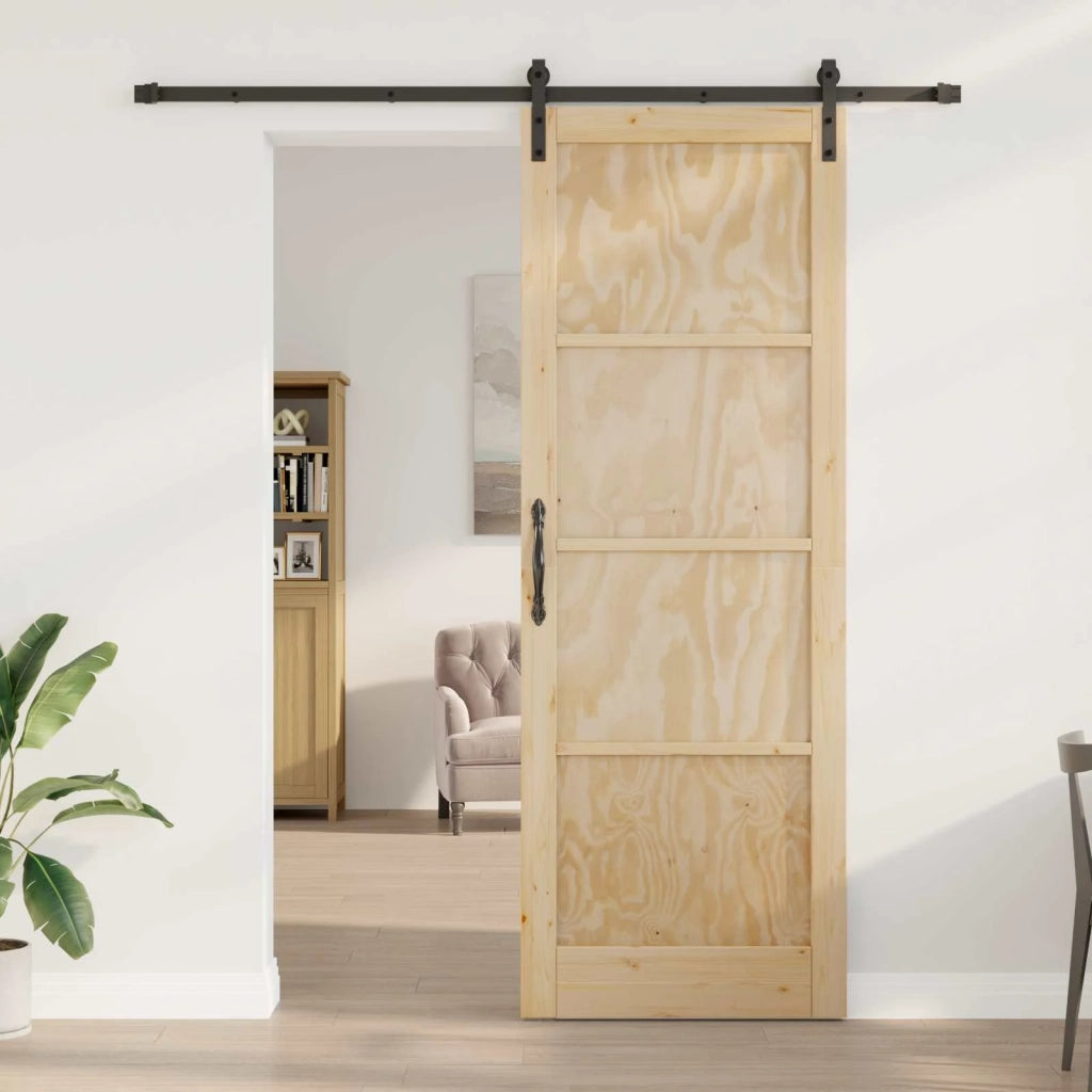Porta scorrevole Naturale 83 x 232 cm Legno Massello di Pino