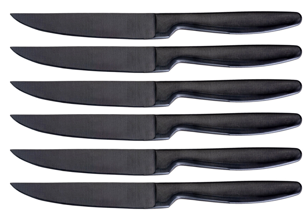 Set 6 Coltelli da Tavola Lama Liscia in Acciaio Inox Jacob Nero
