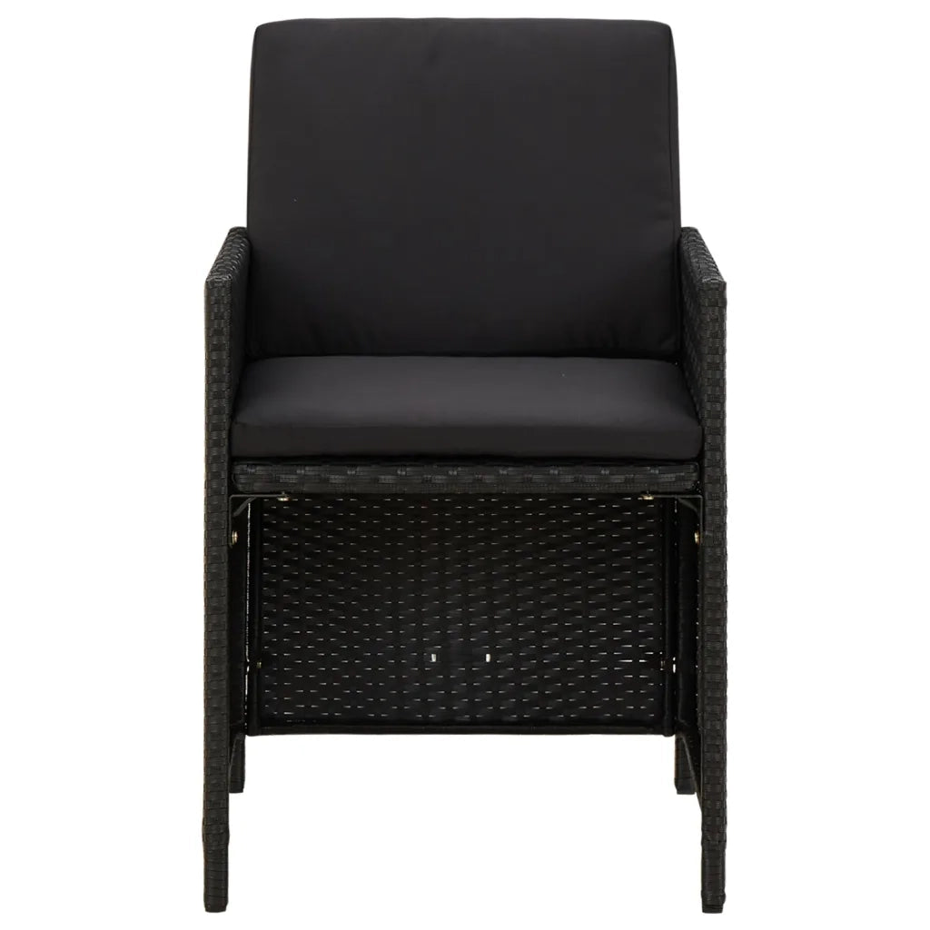 Sedie da Giardino con Cuscini 4 pz in Polyrattan Nere cod mxl 15016
