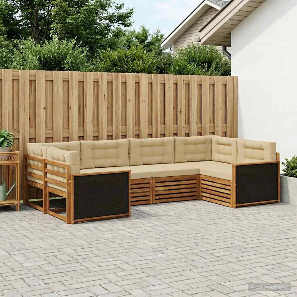 Set di divani da esterno 6 pz Naturale e Beige 3383766