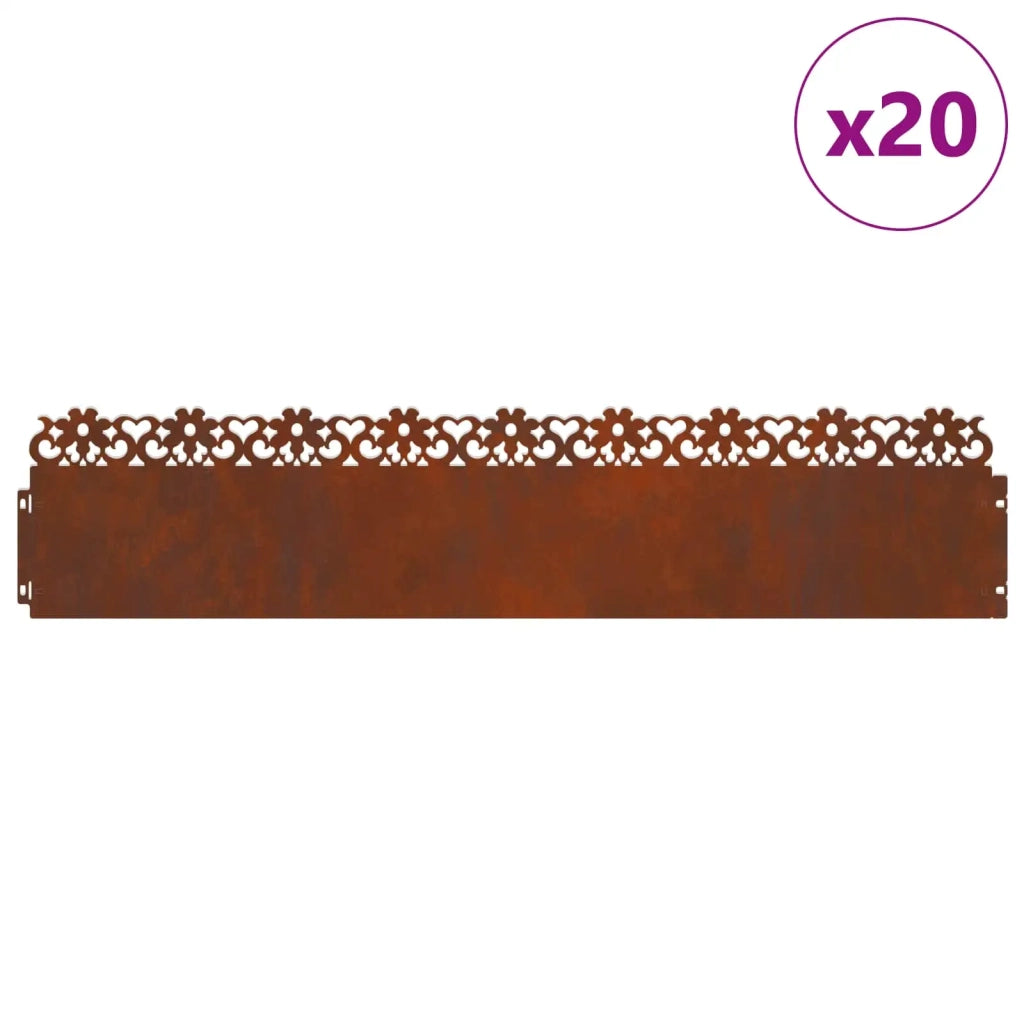 Bordure per prato 20 pz Ruggine 103 x 0,05 x 22 cm CFW3563506