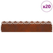 Bordure per prato 20 pz Ruggine 103 x 0,05 x 22 cm CFW3563506