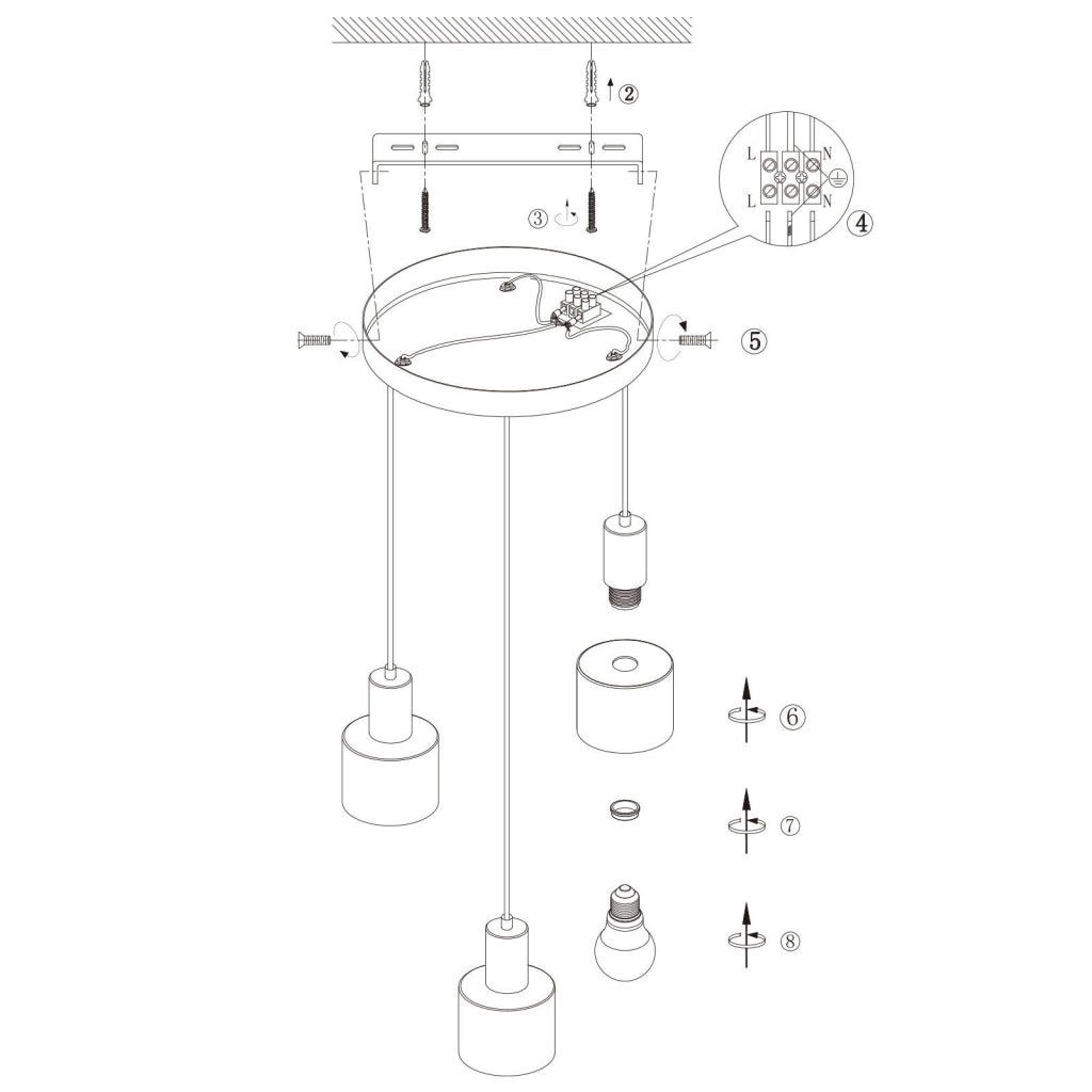 Lampada a sospensione ZMH da tavolo da pranzo E27 lampada a sospensione vintage 3 lampadine oro nero