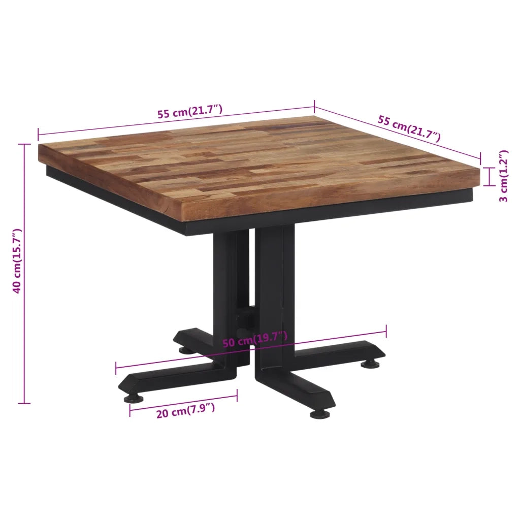 Tavolino da Salotto-Tavolino da soggiorno-Tavolo 55x55x40cm Massello Teak di Recupero