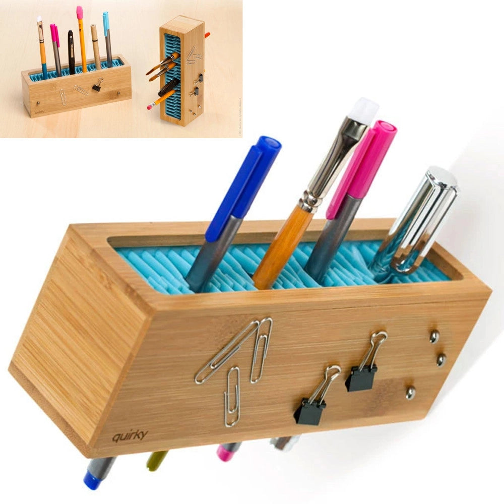 Trade Shop - Organizer Da Tavolo Scrivania Porta Penne Pennelli Trucco Makeup 18x6x7cm -