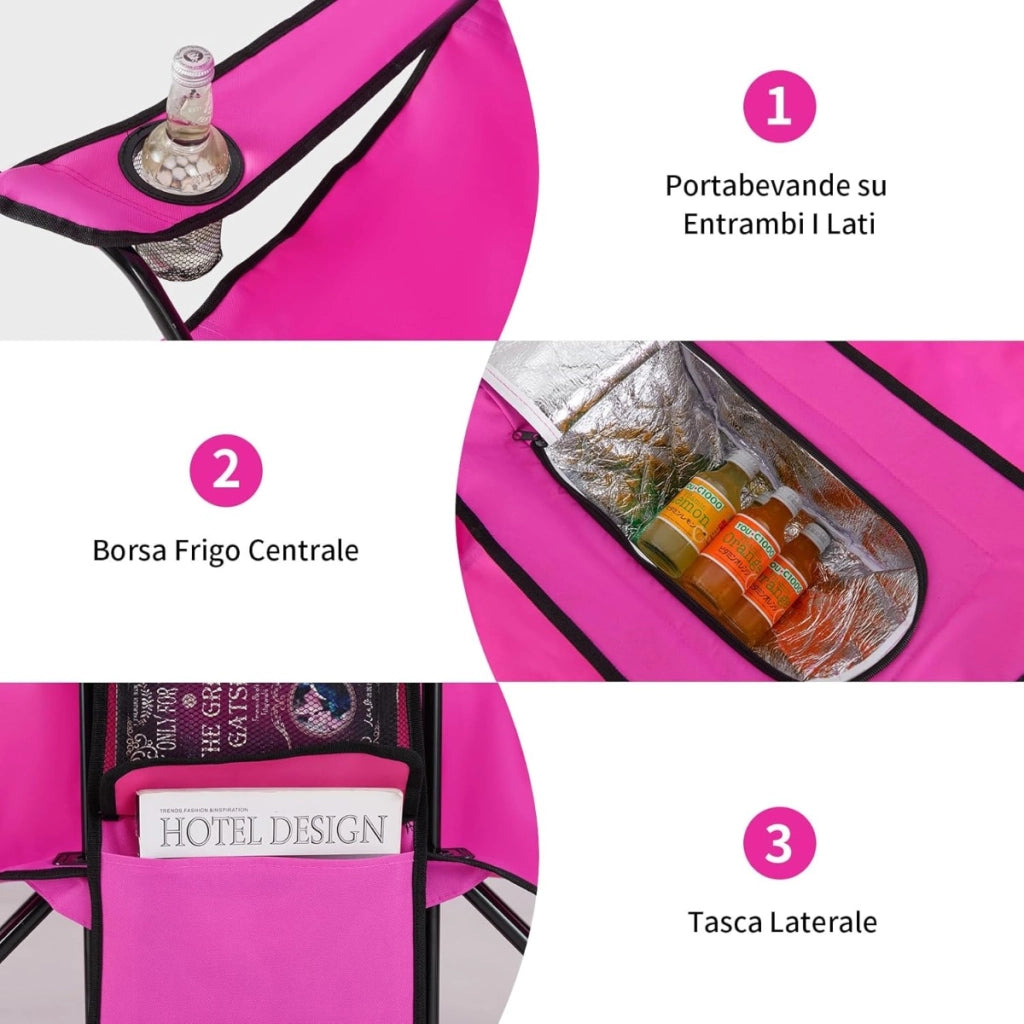 Sedia da campeggio pieghevole per 2 persone con ombrellone-Sedia da picnic completa con borsa da trasporto per spiaggia e altri attività