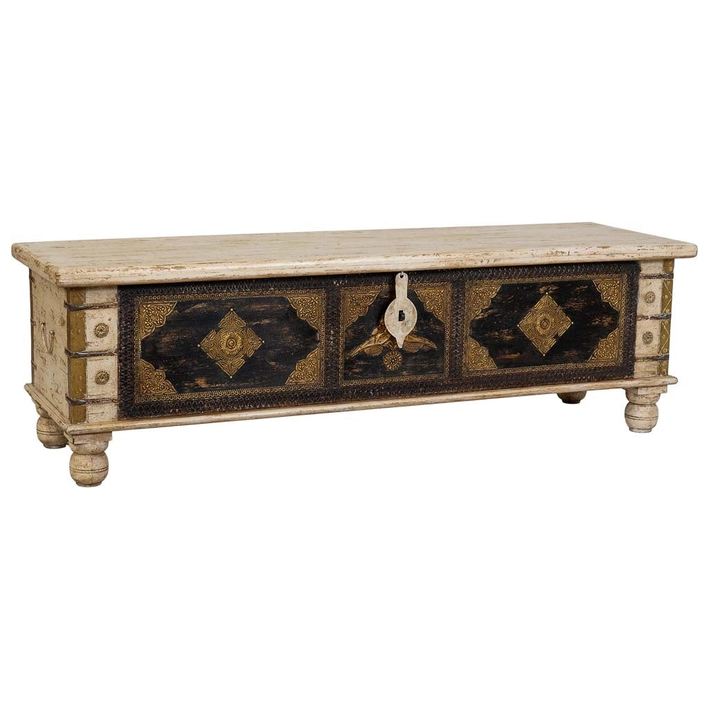 Baule in legno beige fatto a mano 150x45x45h cm