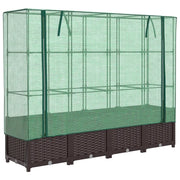 Fioriere | Cassetta per fiori | Letto Rialzato con Copertura Serra Effetto Rattan 160x40x138 cm
