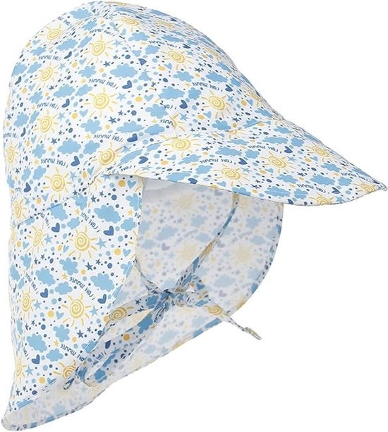Cappello per bambini, copricapo estivo per bambini, cappello con protezione collo e fascia per bambini, cappello flapper, cappello da spiaggia protettivo UV (S: adatto per capelli da 48-54 cm) - protezione solare