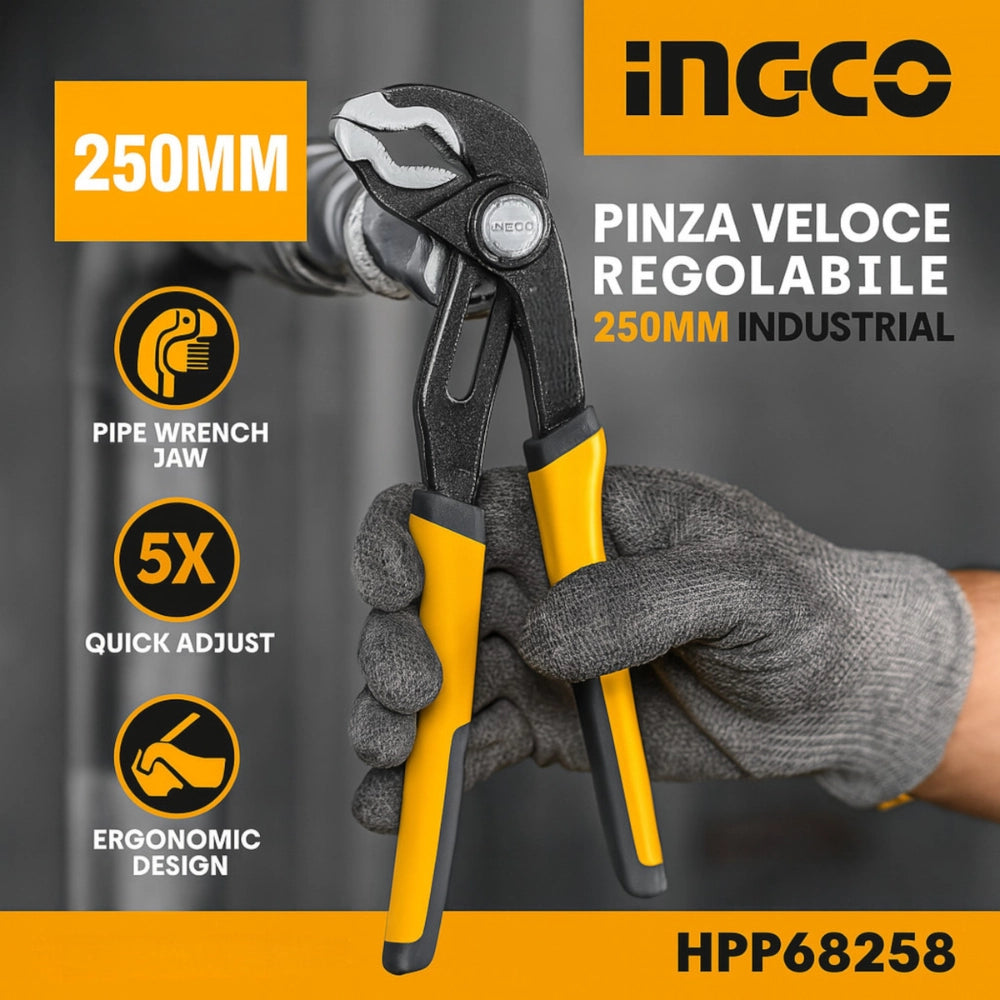 Pinza regolabile veloce acciaio inox 250mm apertura rapida impugnatura ergonomica