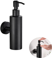 Dispensatore di sapone - 200 ml - In acciaio inox a forma rotonda - Dispensatore di sapone manuale - Dispensatore per sapone liquido da parete per 304 - Dispensatore per shampoo, condizionatore, douchegel - Adatto per cucina, bagno e toilette - Nero