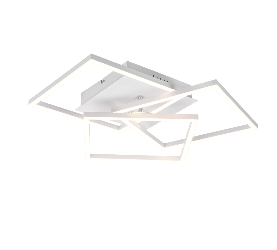 Plafoniera LED 3 quadrati, metallo, bianco, L 39 cm, Mobile