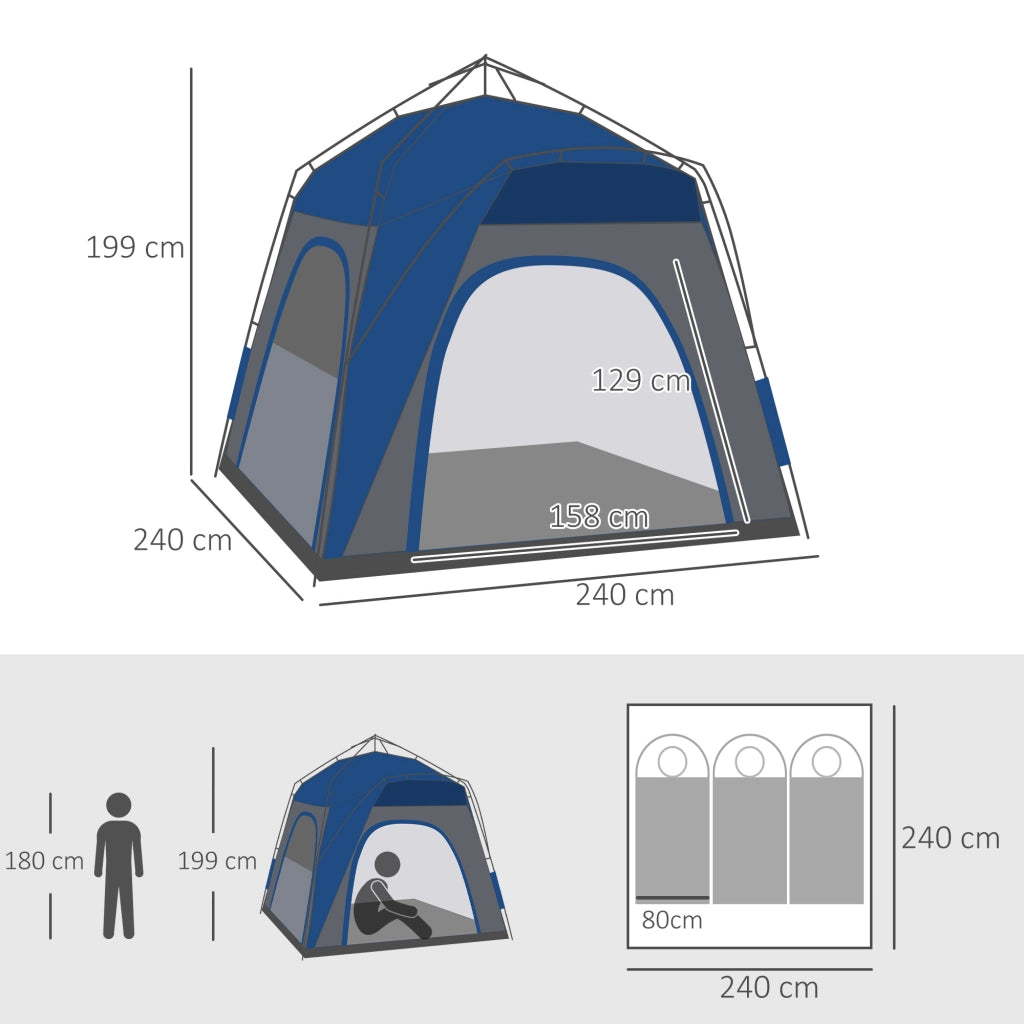 Tenda da campeggio pop up ¨C zephmum ¨C blu grigio