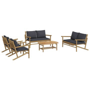 Set di mobili da giardino per esterni 5 pezzi con cuscini in bambù grigio scuro 02_0016392