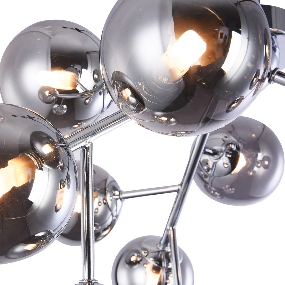 Maytoni Plafoniera contemporanea Dallas 12 luci G9 cromo metallo vetro soffiato fumè