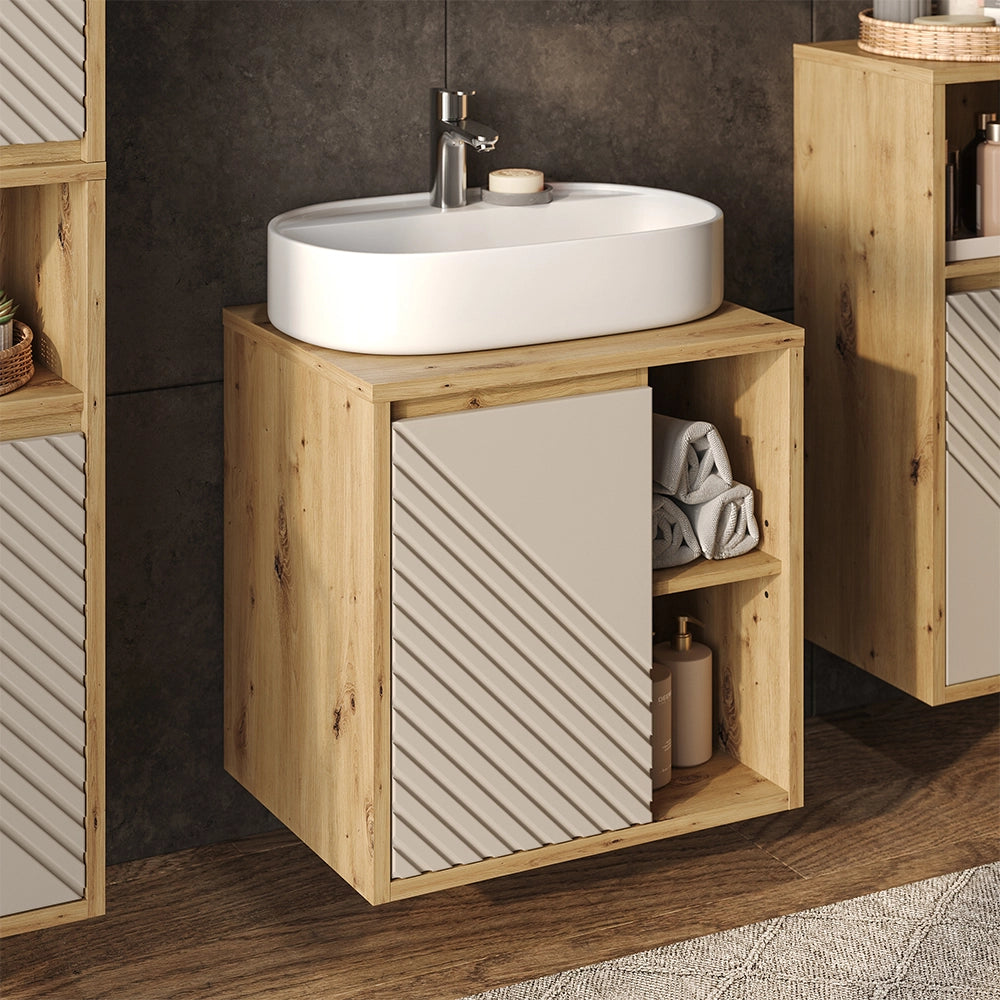 Mobile sottolavabo per bagno Viola Rovere artigianale/Cachemire 60 x 60 cm Vicco