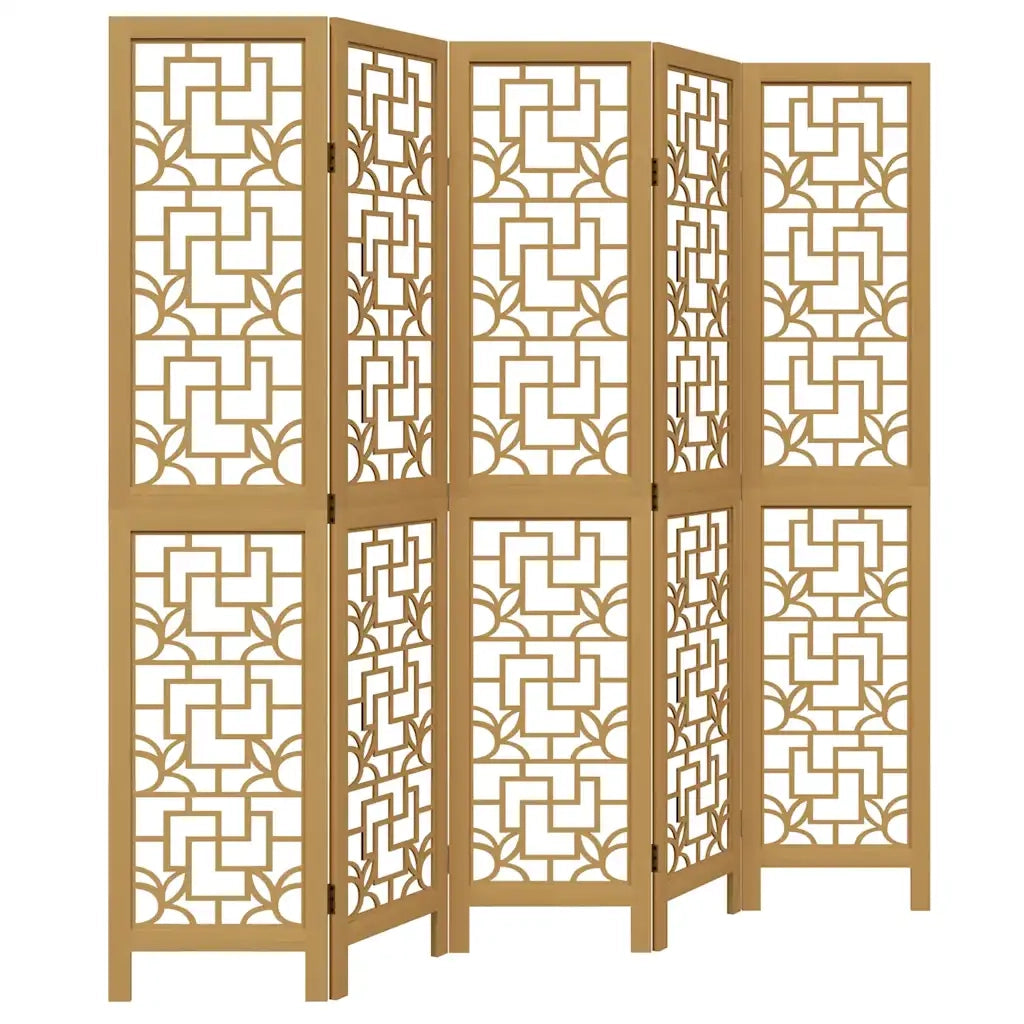 Divisorio Ambienti | Divider per stanze | Paravento 5 Pannelli Marrone Legno Massello Paulownia