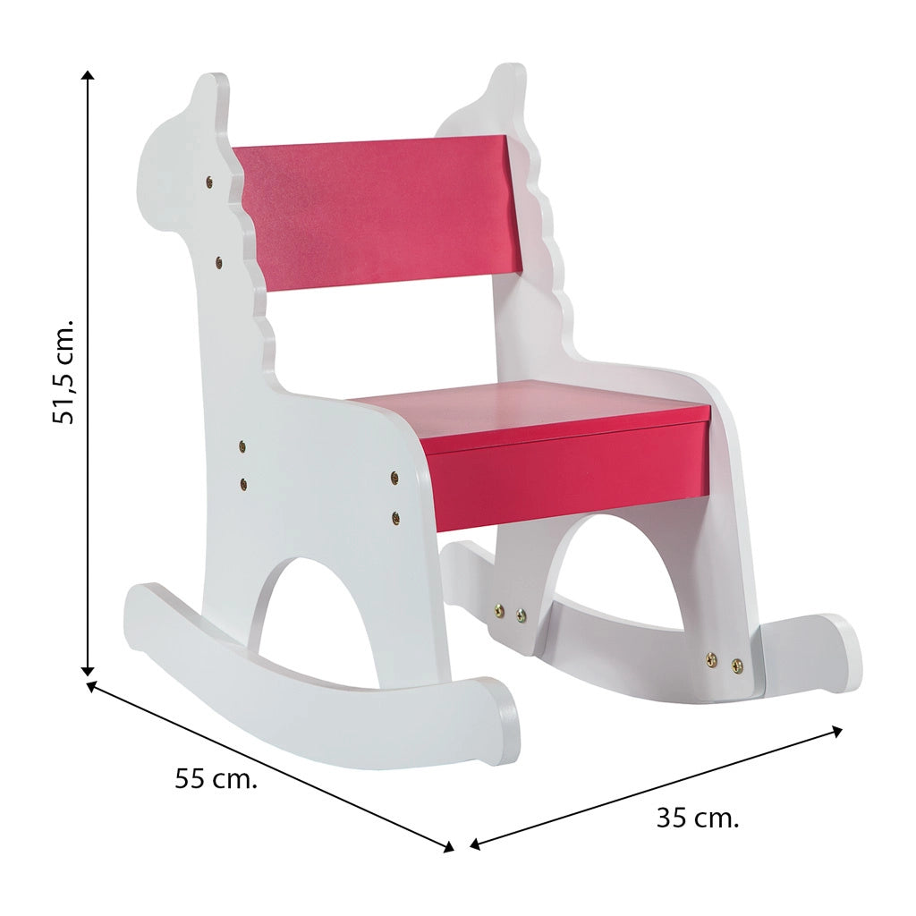 Mecedora infantil de madera con lacado rosa 33x55x51.5