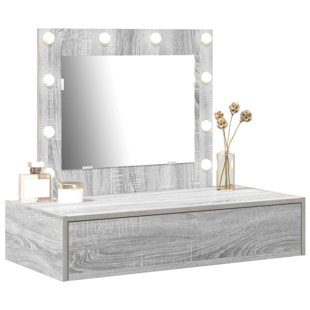 Toeletta da parete con luci LED Grigio sonoma