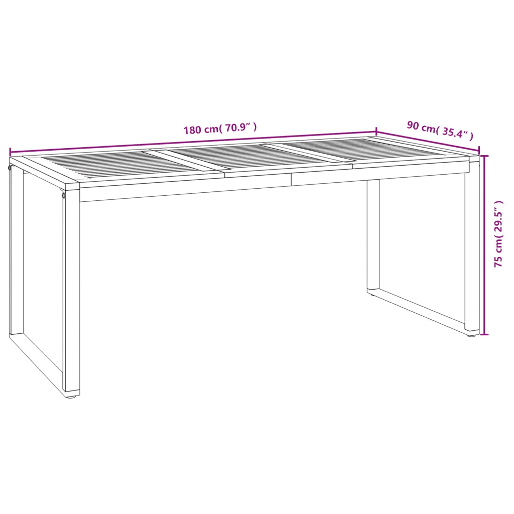 Set Pranzo da Giardino 7 pz Legno Massello di Acacia e Metallo 3155411