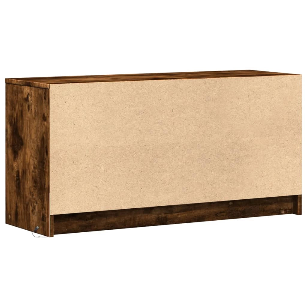 Mobile TV multimediale scaffale per televisione televisione buffet sala da pranzo soggiorno camera da letto con LED rovere affumicato 100 x 34 x 50 cm derivati ​​del legno marrone 02_0026471