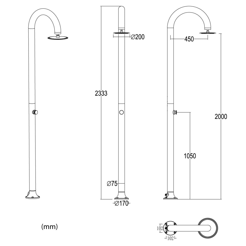 Doccia da Giardino ad Acqua Fredda in Alluminio con Timer Sined Luna Bianco