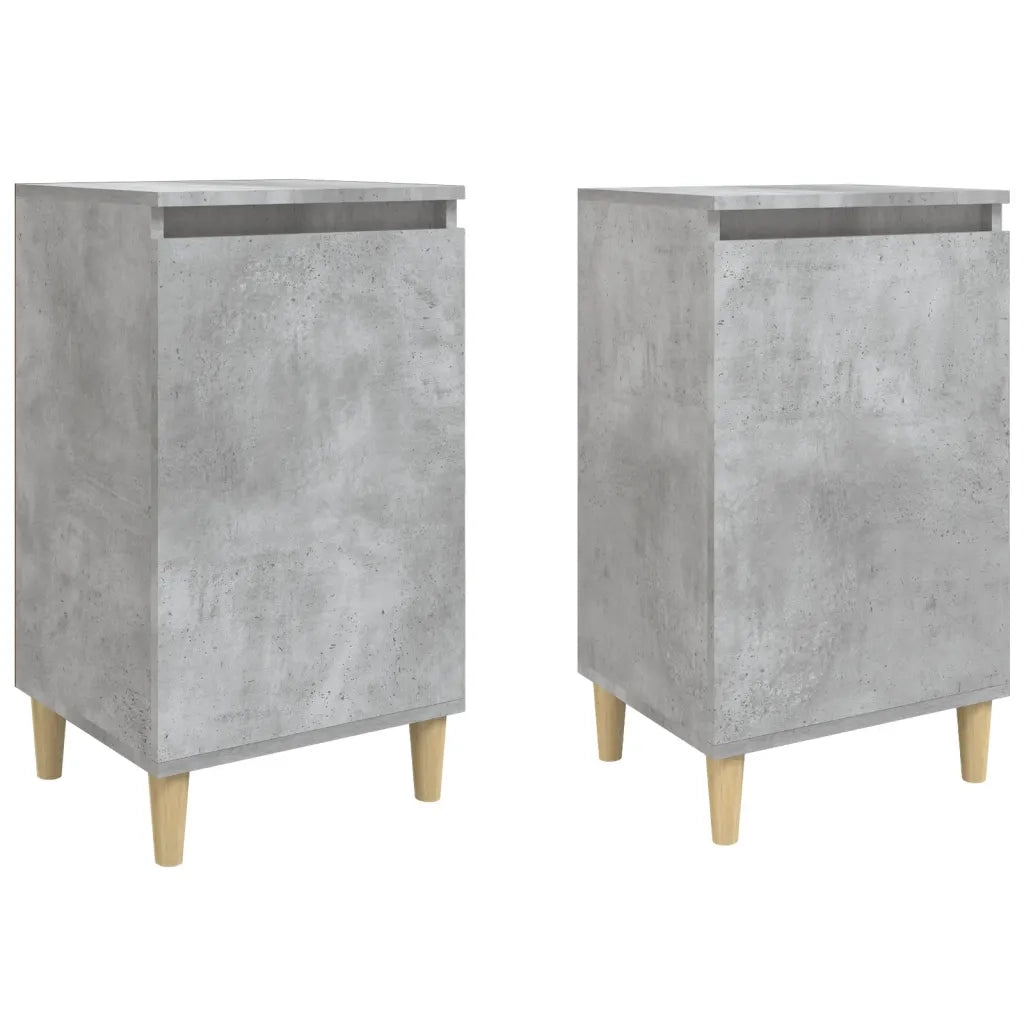 Set di 2 Comodini | Armadio da Notte | Mobiletto da notte Grigio Cemento 40x35x70 cm in Legno Multistrato