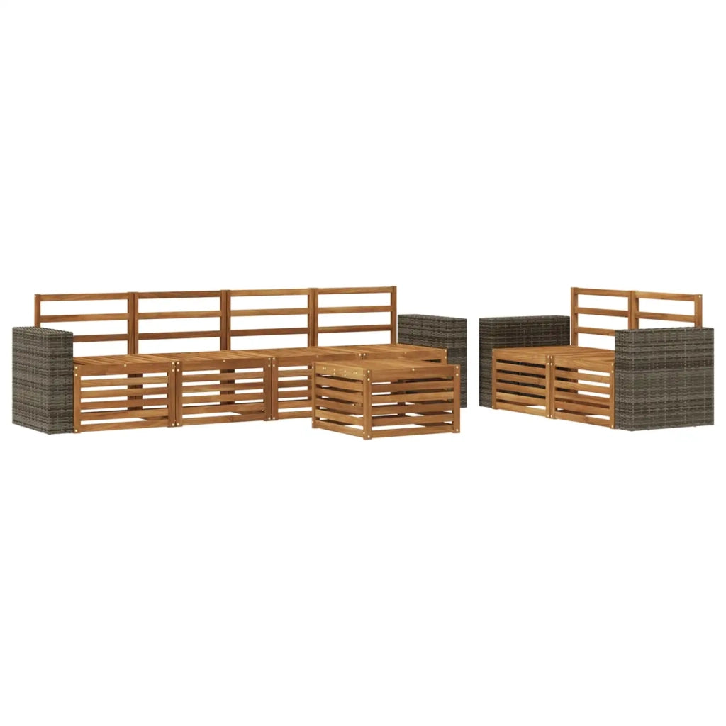 Set di divani da esterno 7 pz Naturale Legno di Acacia Massello 3384065