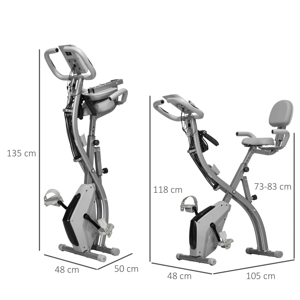 Bicicletta Statica Pieghevole con Schermo LCD ¨C Zephmum ¨C Grigio 105x48x118 cm