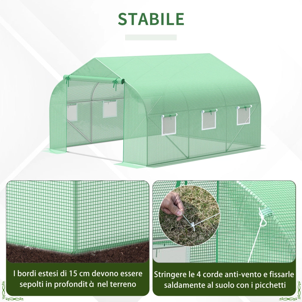 Serra da Giardino con Tetto Spiovente ¨C zephmum ¨C Verde 3.5x3x2m PE