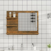 Specchio da bagno-Specchio decorativo Rovere Fumo 60x10,5x45cm in Legno Multistrato