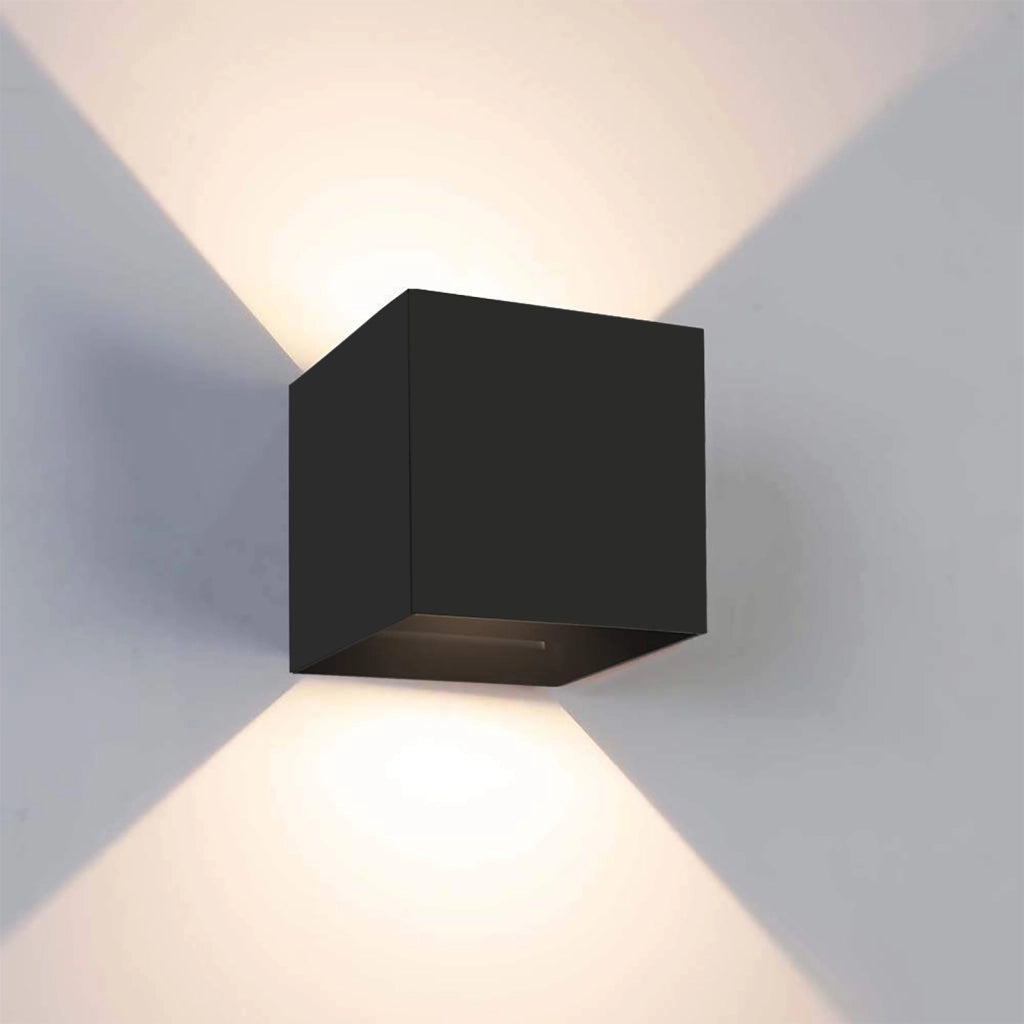 12W Applique LED parete muro impermeabile doppio fascio luce regolabile IP65 giardino facciate 230V NERO 3000K