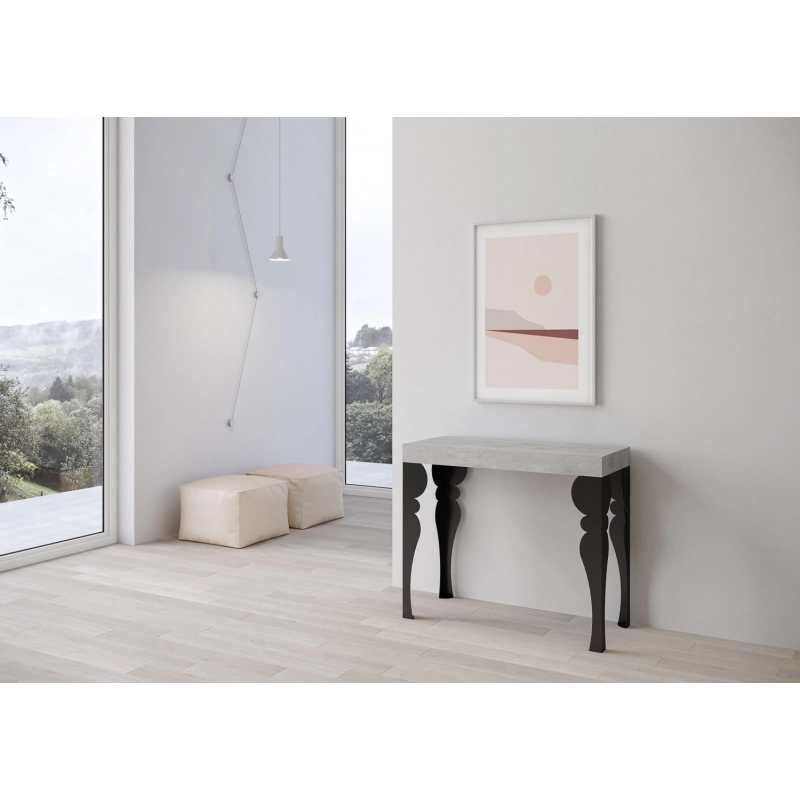 Consolle allungabile 90x40/196 cm Paxon Small telaio Antracite - Cemento