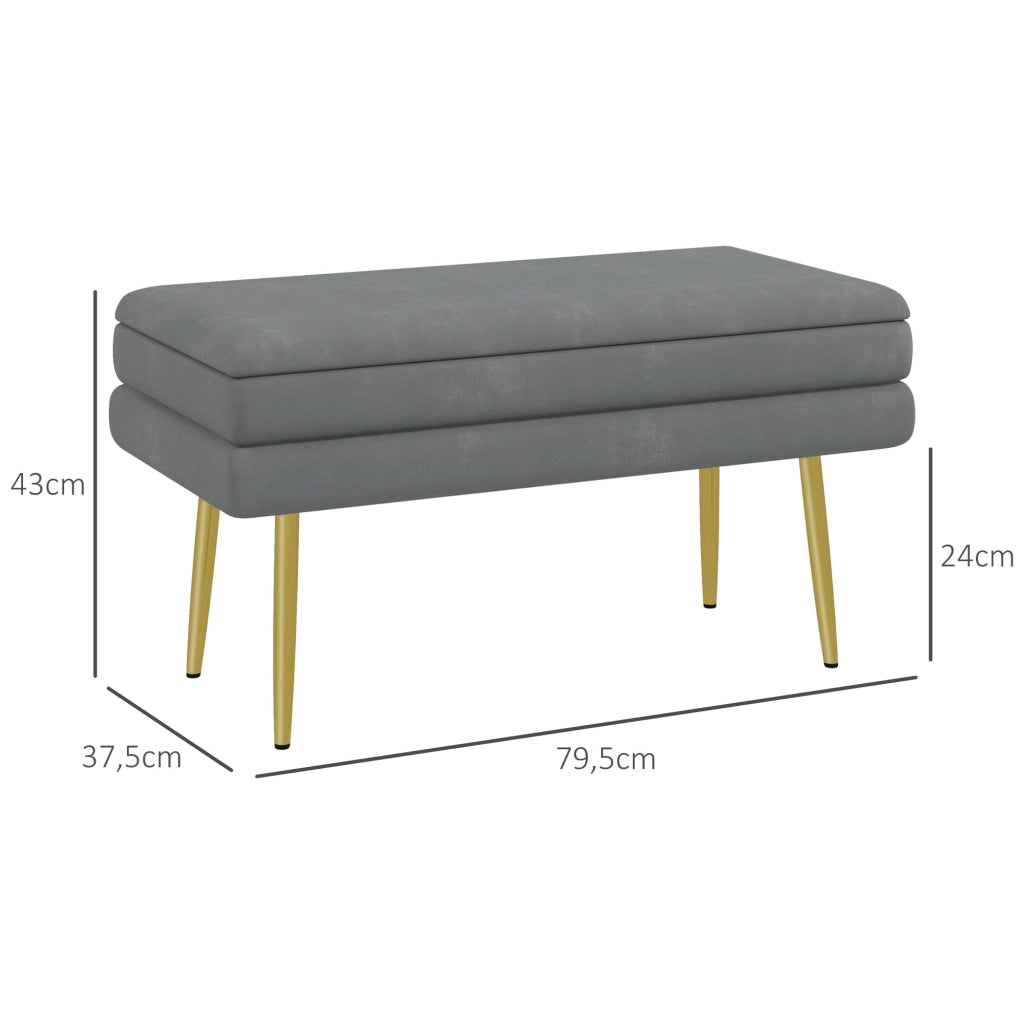Divanetto con cassetti in metallo grigio scuro ¨C zephmum ¨C 79,5x37,5x43 cm