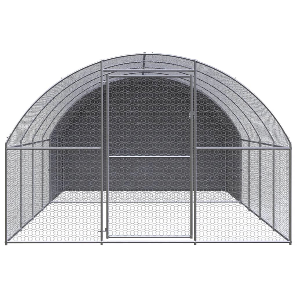 Pollaio/recinto/gabbia per polli da esterno 3 x 4 x 2 m acciaio zincato argento 02_0044012