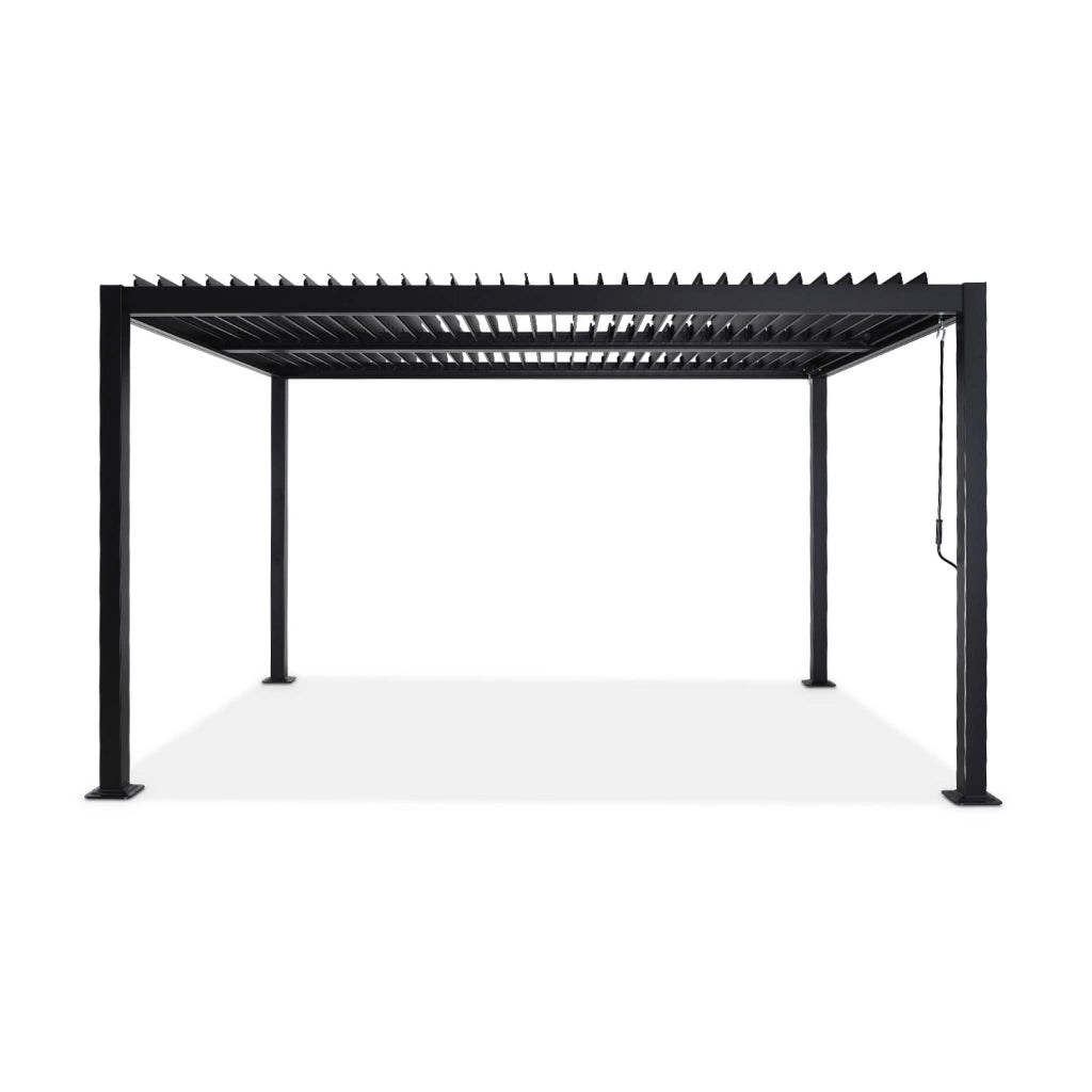 Pergola bioclimatica 3x4m in alluminio e acciaio, lamelle orientabili