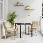 Set da Pranzo per Giardino con cuscino 3 pcs Beige polyrattan 3380225
