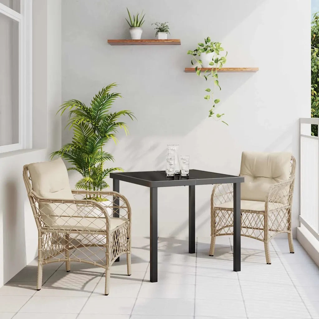 Set da Pranzo per Giardino con cuscino 3 pcs Beige polyrattan 3380225