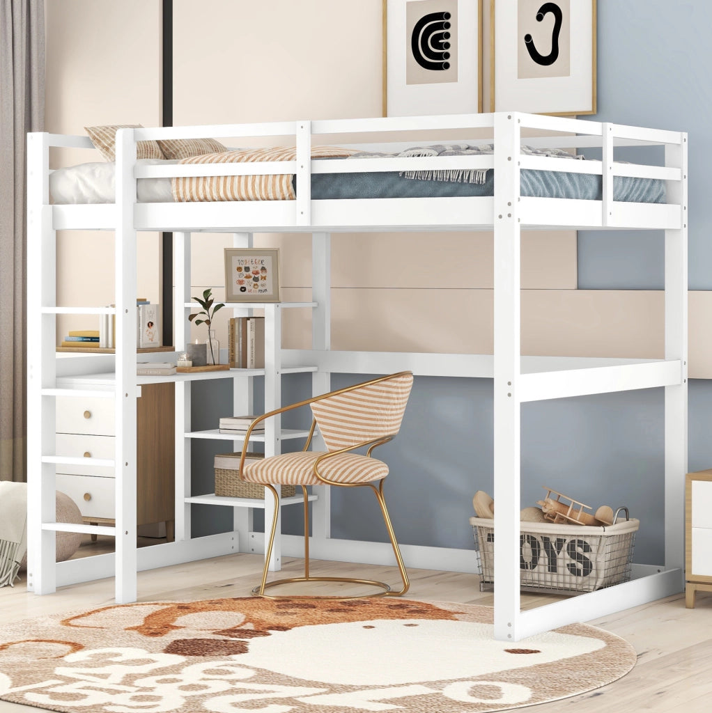 Letto a soppalco per bambini 140x200 cm con scrivania