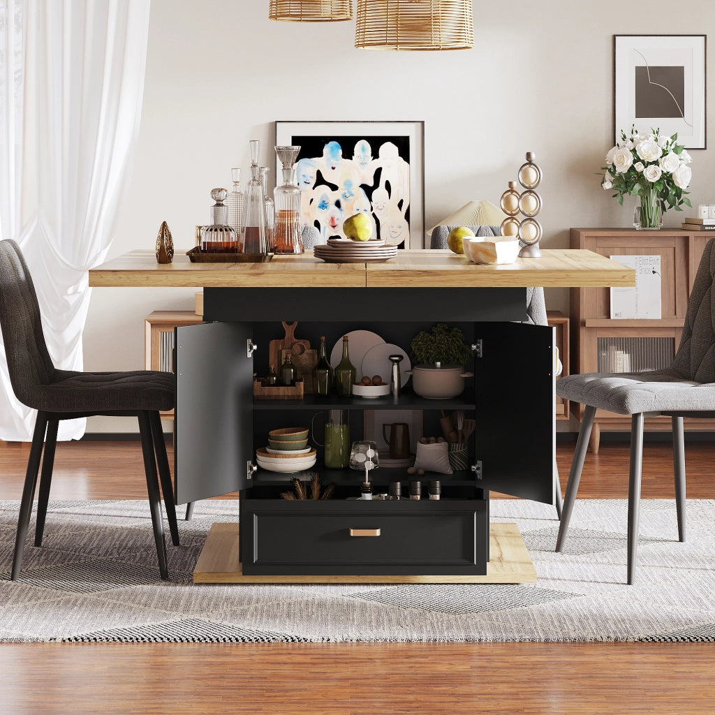Tavolo allungabile da pranzo con 2 ante, 1 cassetto e ripiani regolabili, per cucina e soggiorno, 110 × 80 × 75 cm