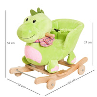 Cavallo a Dondolo per Bambini in Legno e Peluche Drago Verde