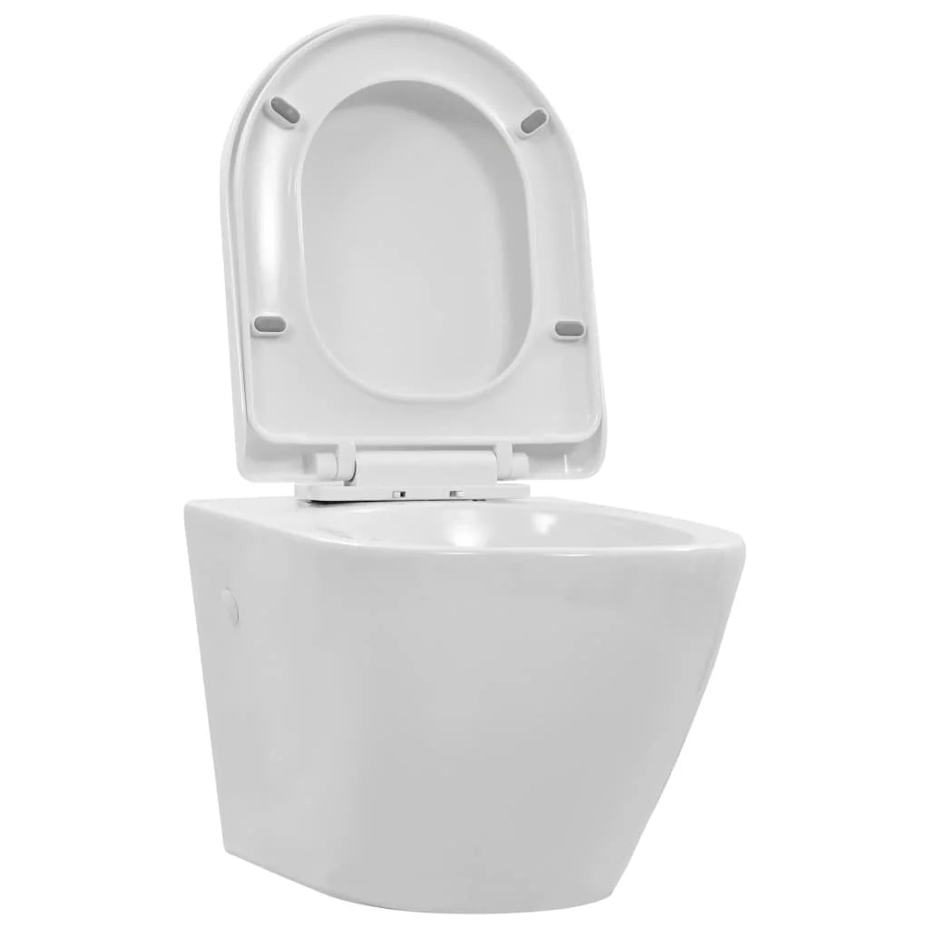 WC sospeso senza brida sedile WC vaso WC bagno casa interno ceramica resistente bianco 02_0003587