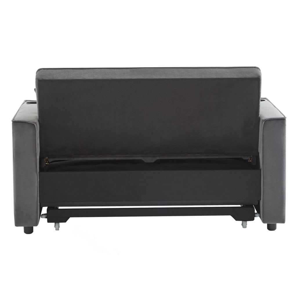 Divano letto 137x76.5x83 cm 3 in 1 con schienale a 3 posizioni in velluto grigio