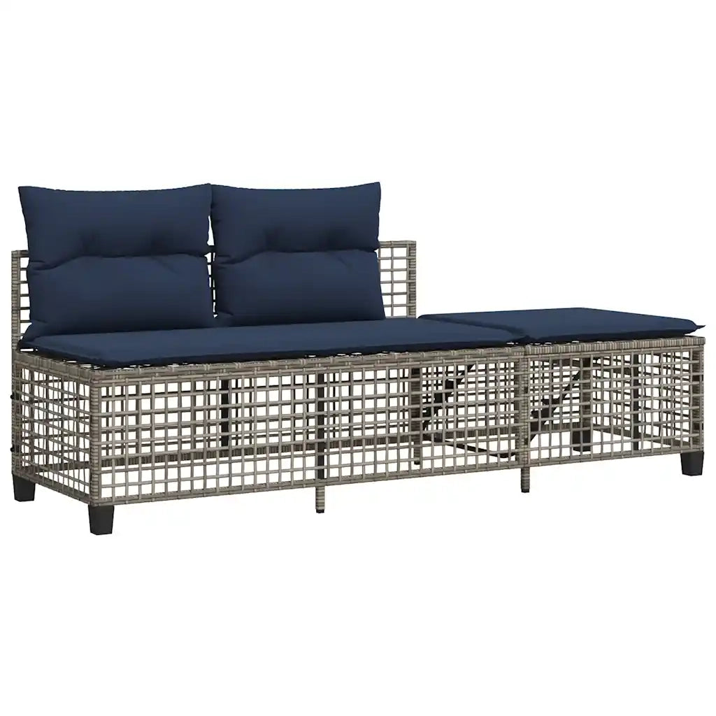 Set da giardino angolare a 3 pz con Cuscini in Polyrattan Grigio 365450