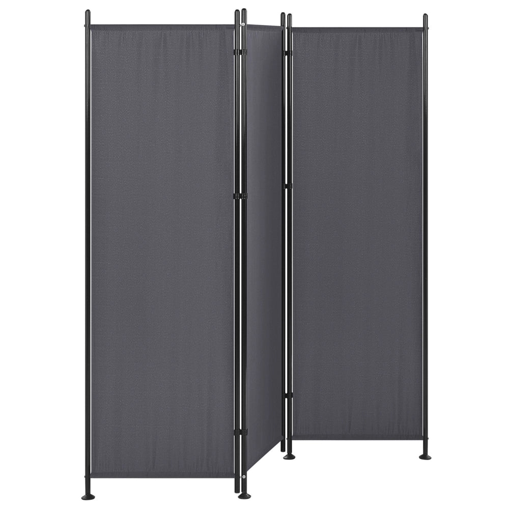 Divisorio per ambienti grigio poliestere Nero struttura in acciaio 3 pannelli divisorio decorativo dello schermo