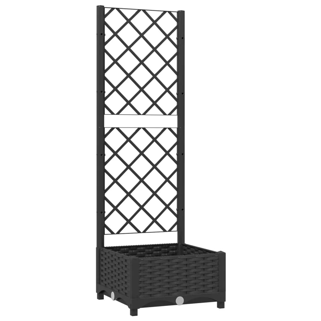 Fioriera da giardino con traliccio-Vaso da Esterno-Vaso con Griglia nera 40x40x121,5 cm PP