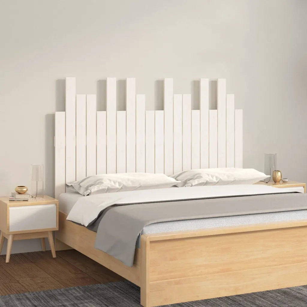 Testiera | Testata da Parete Bianca 127,5x3x80 cm Legno Massello di Pino