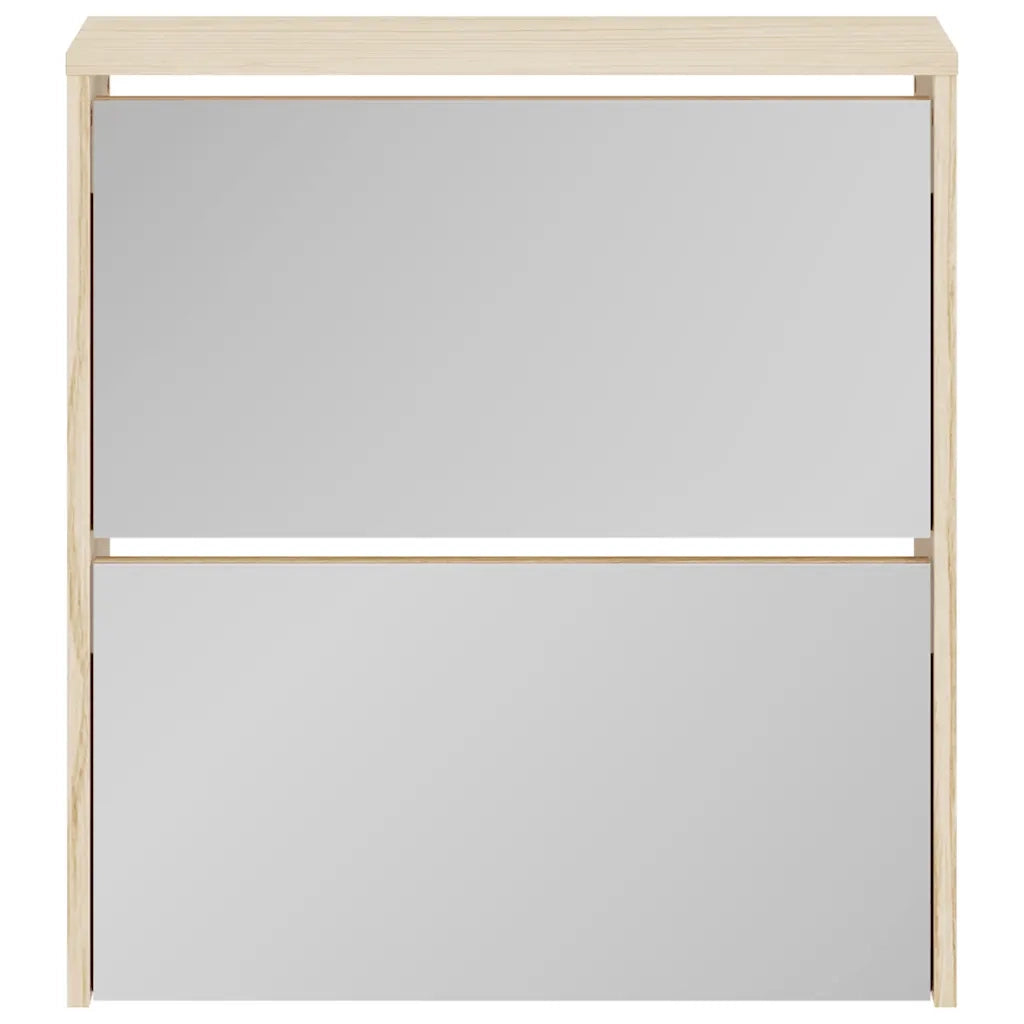 Scarpiera con 2 Ripiani e Specchio Colore Rovere 63x17x67 cm cod mxl 50668